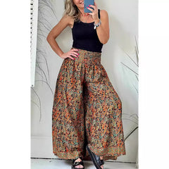 Printed Wide-Leg Pants Casual Pants Trousers