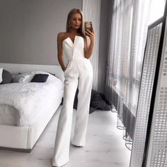 Jumpsuit Slant Mid-Waist Temperament Commute Jumpsuit