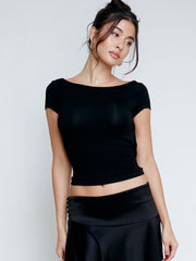 Backless Short Midriff-Baring Short SleeveTT-shirt