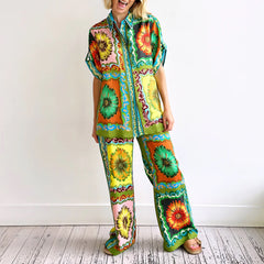 Shirt Trousers Loose Daisy Printing Suit Leisure Suit