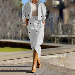 Workwear Button Belt Suit Skirt