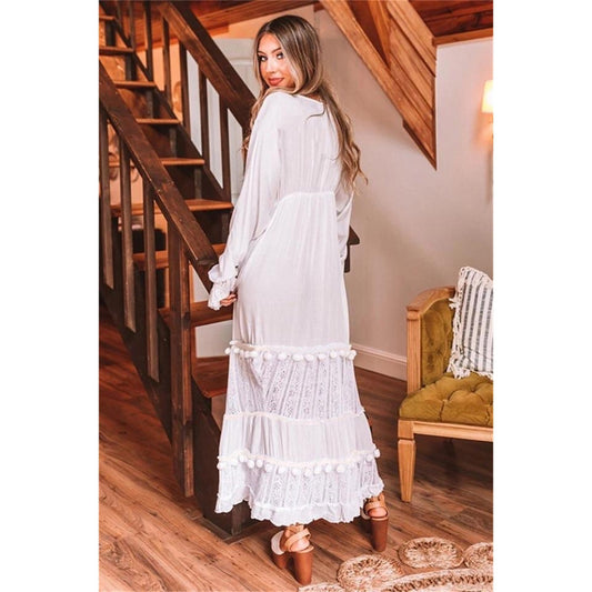 VCollar Elegant Casual Loose Beautiful Goddess Vacation Dress