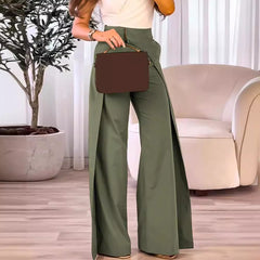 Casual Wide-Leg Pants with Staggered Design