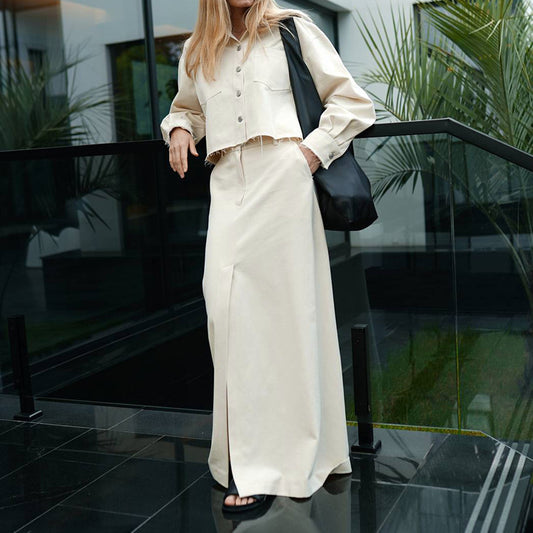 2024Spring Shirt Coat and Long Skirt Commuter Suit