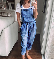 Drawstring Denim Overalls