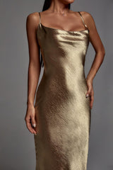 Emily Metallic Gold Maxi Dress - Bellabarnett