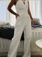 Jumpsuit Slant Mid-Waist Temperament Commute Jumpsuit