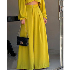 Irregular Top High Waist Wide Leg Pants Suit Summer