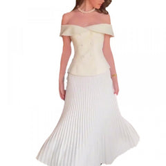 Vest Suit Skirt High Waist Pleated Skirt