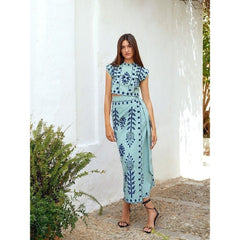 Printed Vacation Style Two-Piece Dress