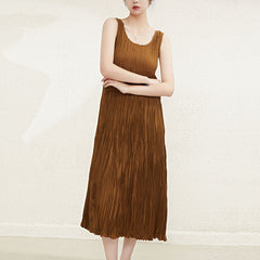 Suspender Skirt Pleated Stretch Sleeveless Vest Dress