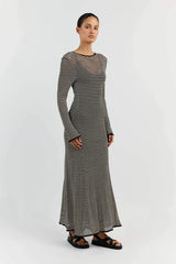 Jill Sheer Strip Knit Maxi Dress