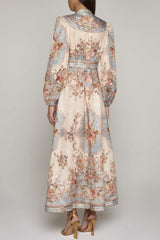 ZimmermaN Floral Button Long Sleeve Midi Dress