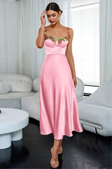 Embroidered Sweetheart Neck Strapless Maxi Dress