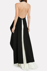 Crew Collar Sleeveless Backless Asymmetric Suit Dress