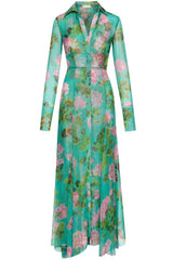 ZimmermaN Floral Lantern Sleeve Lapel Buckle Maxi Dress