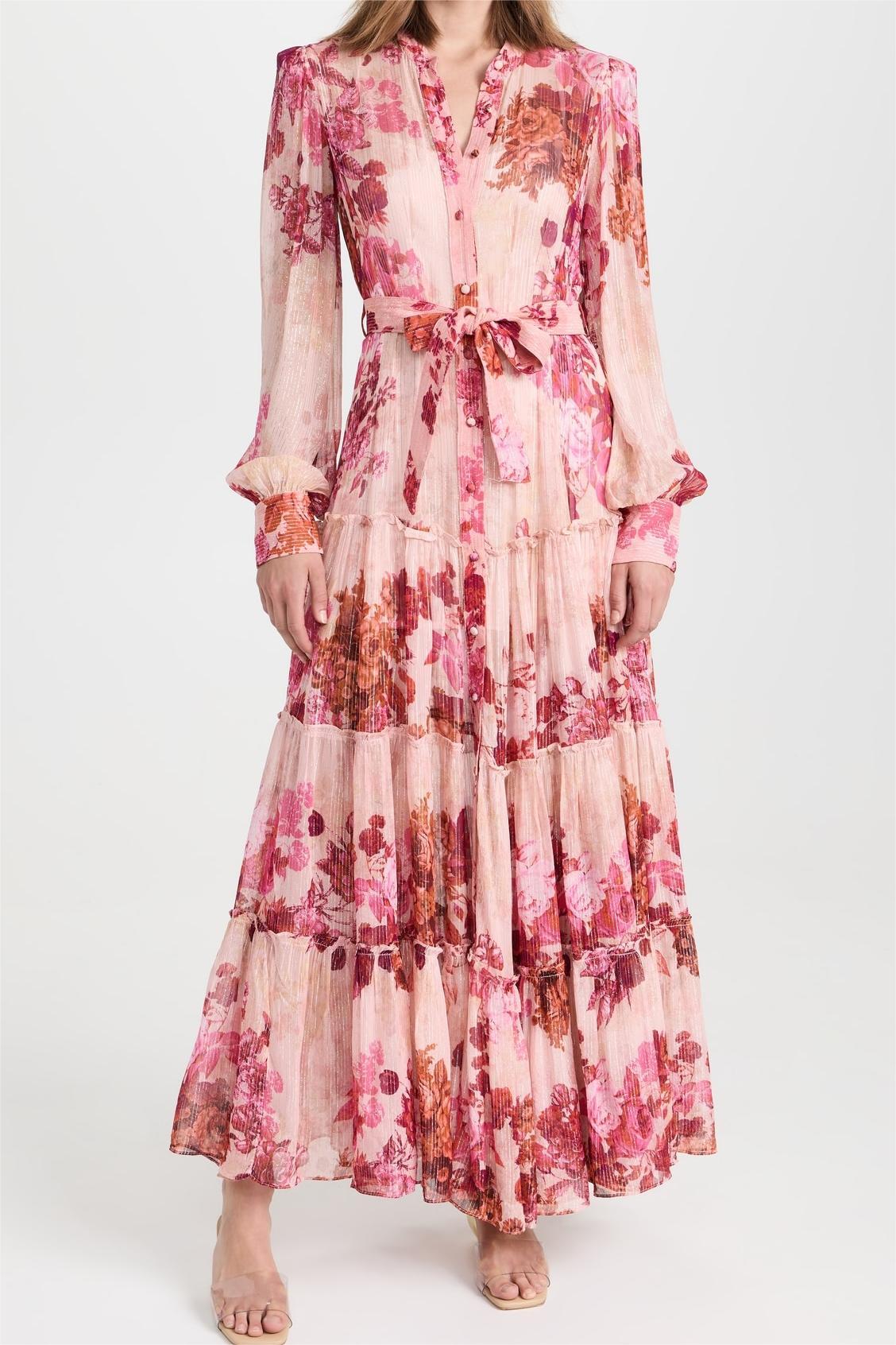 Floral Mid Sleeve Maxi Dress