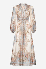 ZimmermaN Floral Button Long Sleeve Midi Dress