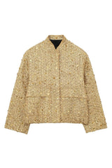 Kimberly Collared Metallic Sequins Jacket