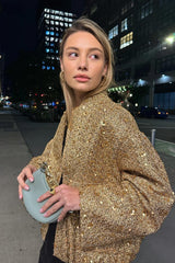 Kimberly Collared Metallic Sequins Jacket