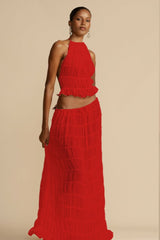 Rosalie Backless Pleated Set