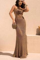 Yedda Halterneck Crochet Maxi Dress