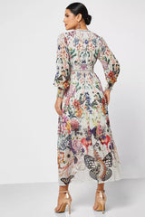 Yvette Printed V-neck Chiffon Maxi Dress