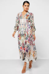 Yvette Printed V-neck Chiffon Maxi Dress