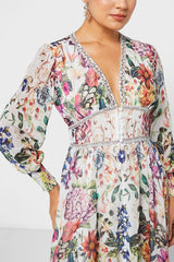 Yvette Printed V-neck Chiffon Maxi Dress