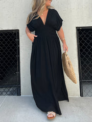 Summer Sale- Slit V-Neck Effortless Maxi Long Dress (Buy 2 Free Shipping)