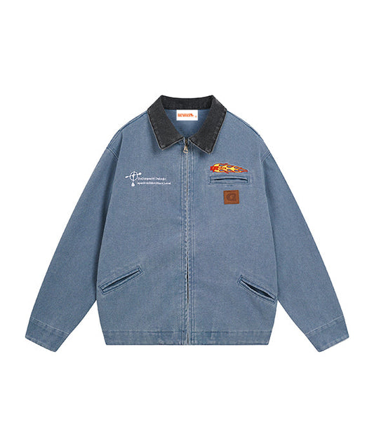 BAKYARDER Vintage Washed Embroidered Work Jacket