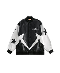 BAKYARDER Vintage Star Patch Leather Jacket