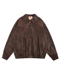 [Pre-Order]BAKYARDER Vintage Loose-Fit Leather Jacket