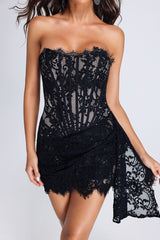 Rosel Asymmetric Lace Mini Dress