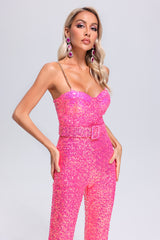 Natalie Sequin Jumpsuit - Pink