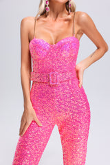 Natalie Sequin Jumpsuit - Pink