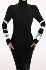 Phoebe Diamante Long Sleeve Bandage Dress