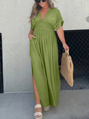 Summer Sale- Slit V-Neck Effortless Maxi Long Dress (Buy 2 Free Shipping)