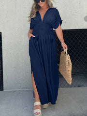 Summer Sale- Slit V-Neck Effortless Maxi Long Dress (Buy 2 Free Shipping)