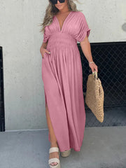 Summer Sale- Slit V-Neck Effortless Maxi Long Dress (Buy 2 Free Shipping)