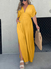 Summer Sale- Slit V-Neck Effortless Maxi Long Dress (Buy 2 Free Shipping)