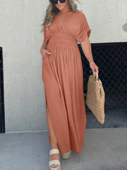 Summer Sale- Slit V-Neck Effortless Maxi Long Dress (Buy 2 Free Shipping)