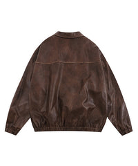 [Pre-Order]BAKYARDER Vintage Loose-Fit Leather Jacket