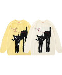 BAKYARDER Cat Graphic Knit Sweater