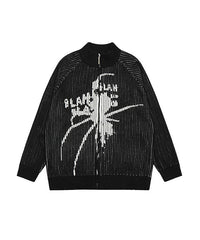 BAKYARDER Vintage Spider Embroidered Knitted Sweater Jacket