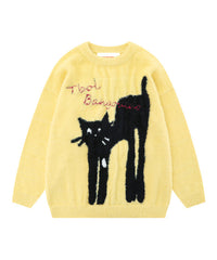 BAKYARDER Cat Graphic Knit Sweater