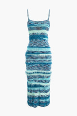 Feather Detail Stripe Cami Knit Midi Dress