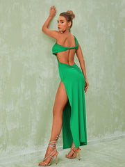 Berenice One Shoulder Cutout Maxi Dress In Green