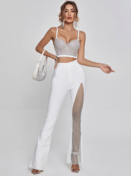 Brianna Crystal Bustier Top In White