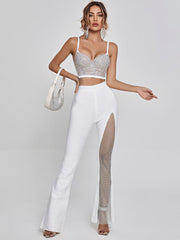 Brianna Crystal Bustier Top In White